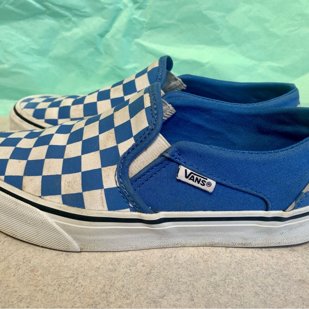 Vans blue checkered slip on shoes women’s size 6
